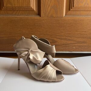 Manolo Blahnik Bimbanu Pleated Ankle Cuff Sandals High Fashion Statement Heels